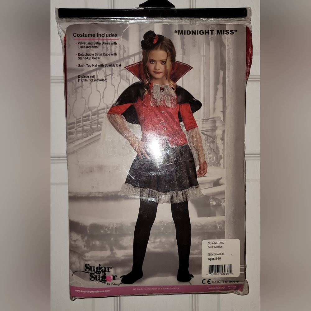 NWT Sugar Sugar Midnight Miss Girl's Halloween Costume Size 8/10